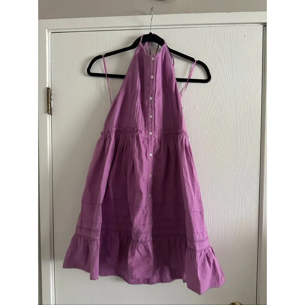 Free People Desert Days Mini Dress in Dramatic Orchid Size Small *would fit medi